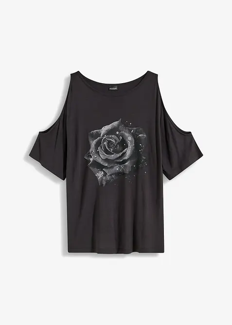 Cold shoulder-topp av viskos, bonprix