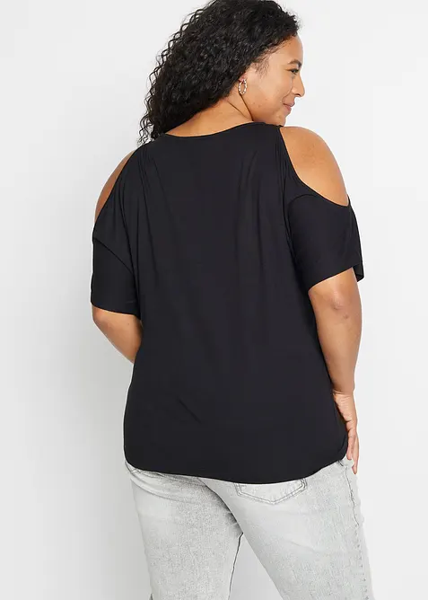 Cold shoulder-topp av viskos, bonprix