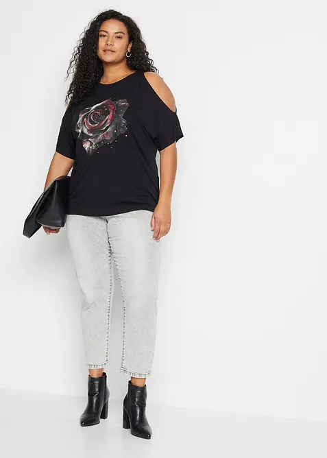 Cold shoulder-topp av viskos, bonprix