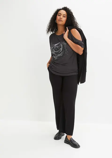 Cold shoulder-topp av viskos, bonprix