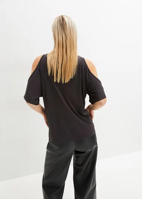 Cold shoulder-topp av viskos, bonprix