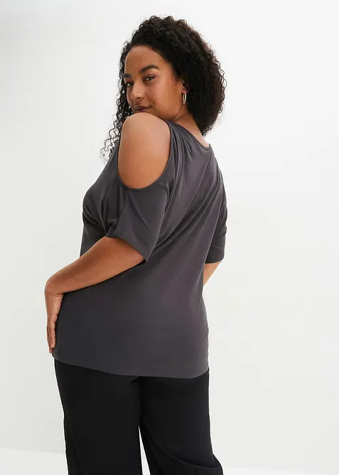 Cold shoulder-topp av viskos, bonprix