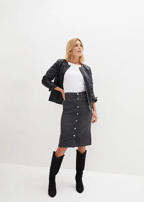 Jeanskjol med prydnadsknappar, bonprix