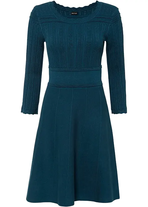 Stickad, hålmönstrad klänning, bonprix