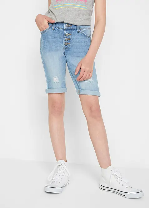 Stretchiga jeansshorts med medelhög midja för barn, bonprix