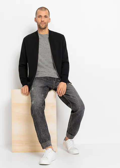 Cardigan med &aring;tervunnen bomull, bonprix