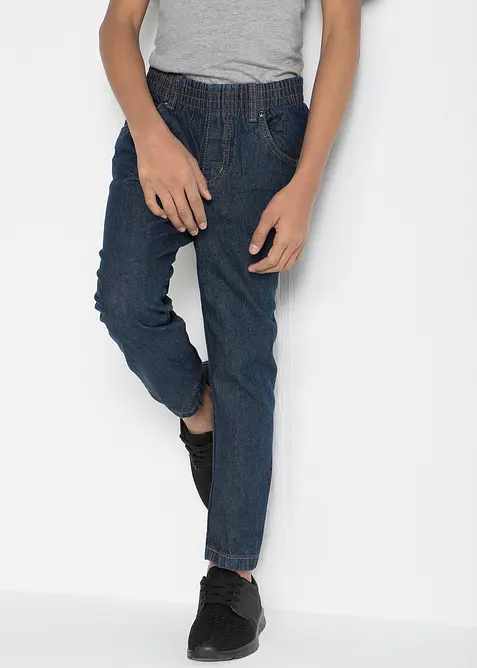 Dra på-byxa i bomull, Regular Fit, Straight (3-pack), bonprix