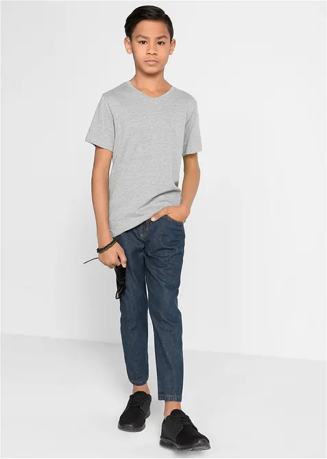 Dra på-byxa i bomull, Regular Fit, Straight (3-pack), bonprix