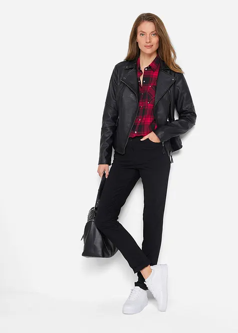 Rutig skjortblus i ren bomull, bonprix