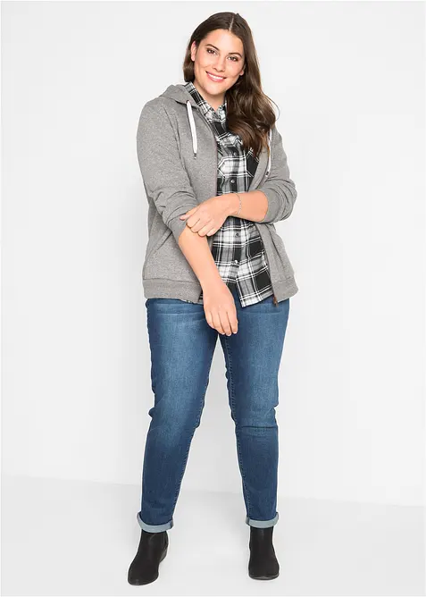 Rutig skjortblus i ren bomull, bonprix