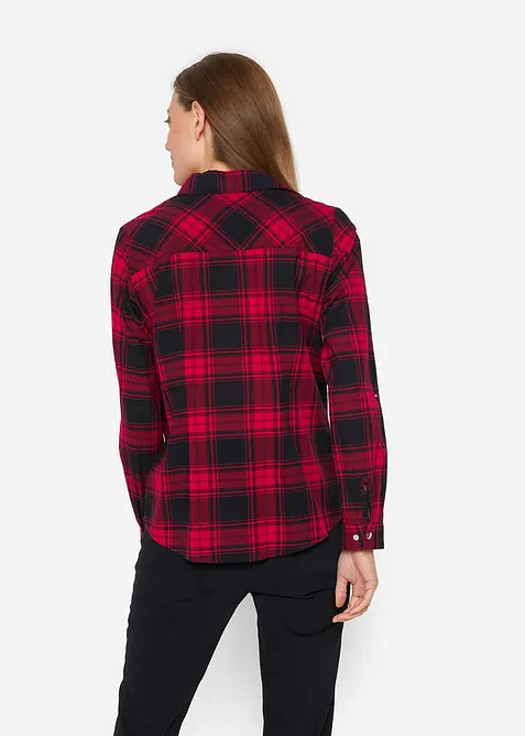 Rutig skjortblus i ren bomull, bonprix