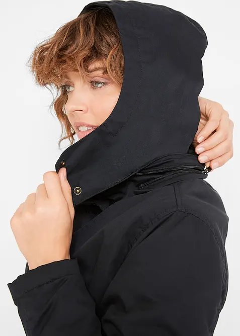 L&aring;ng figursydd trenchcoat med huva, l&auml;tt fodrad, bonprix