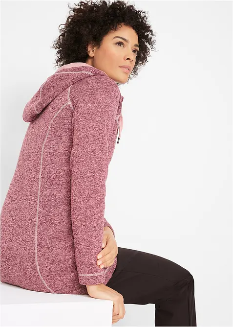 Lång fleecejacka med huva, bonprix