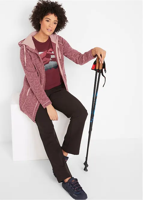 Lång fleecejacka med huva, bonprix