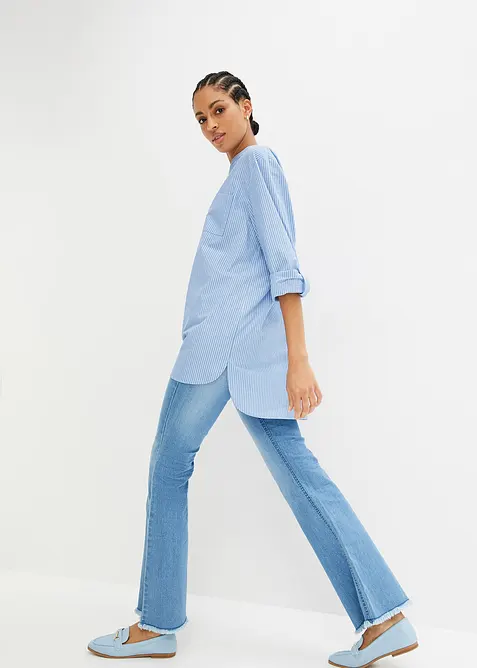 L&aring;ng blus med uppvikta &auml;rmar, bonprix