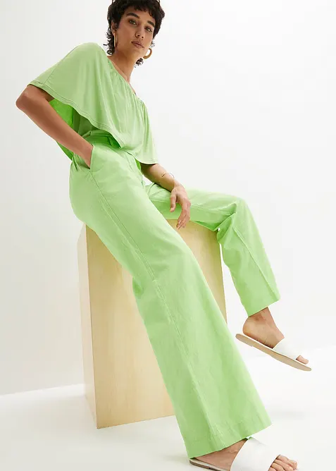 Vävd byxa i linne och bomull, bonprix