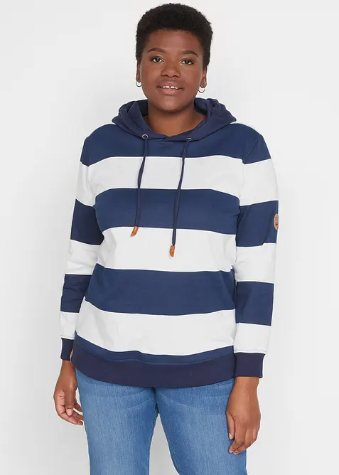 Sweatshirt med huva i bomull, bonprix