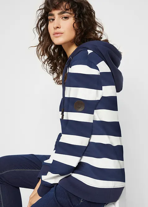 Sweatshirt med huva i bomull, bonprix