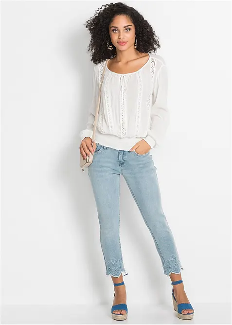 Dra på-blus i mjuk viskos, bonprix