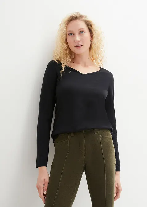 Figurn&auml;ra l&aring;ng&auml;rmad topp (2-pack), bonprix