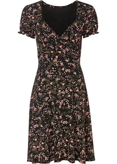 Mönstrad jerseyklänning av viskosmix, bonprix