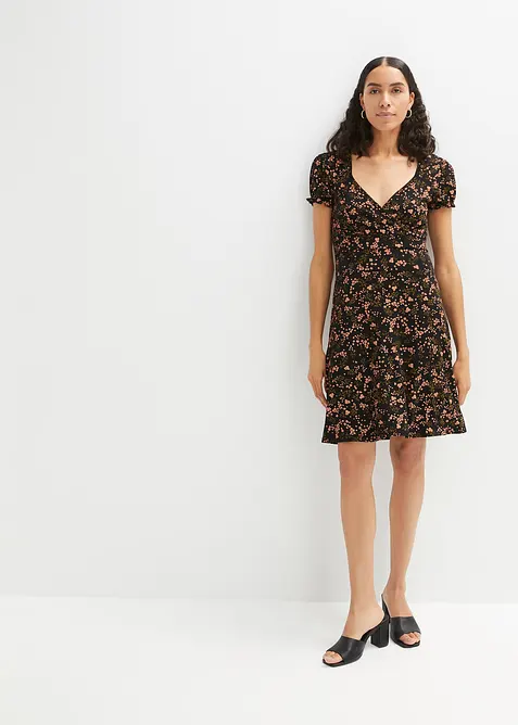 Mönstrad jerseyklänning av viskosmix, bonprix