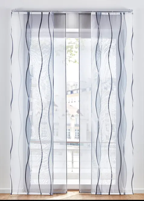 Set med panelgardiner, enfärgad + mönstrad (2-pack), bonprix