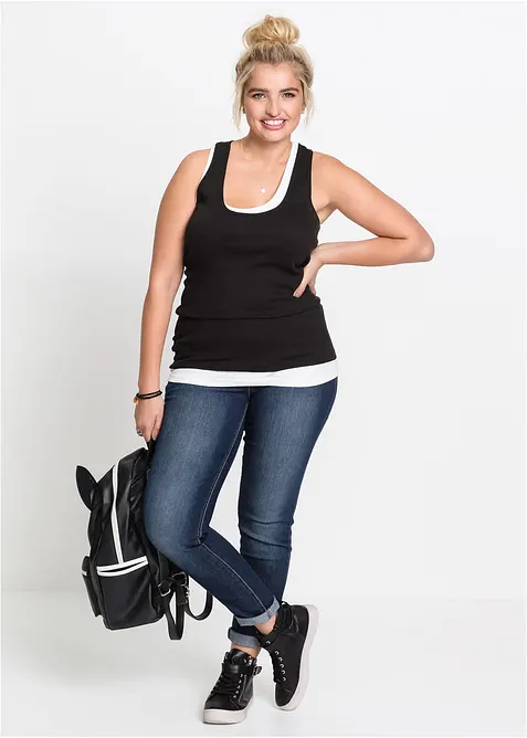 Ribbstickat linne av ekologisk bomull (2-pack), bonprix