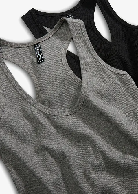 Ribbstickat linne av ekologisk bomull (2-pack), bonprix