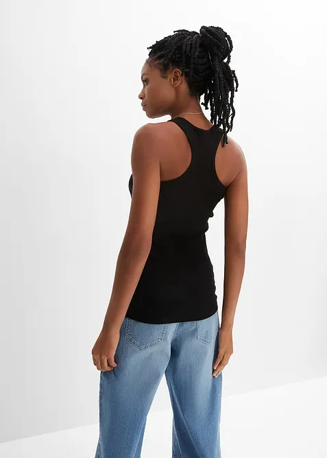 Ribbstickat linne av ekologisk bomull (2-pack), bonprix