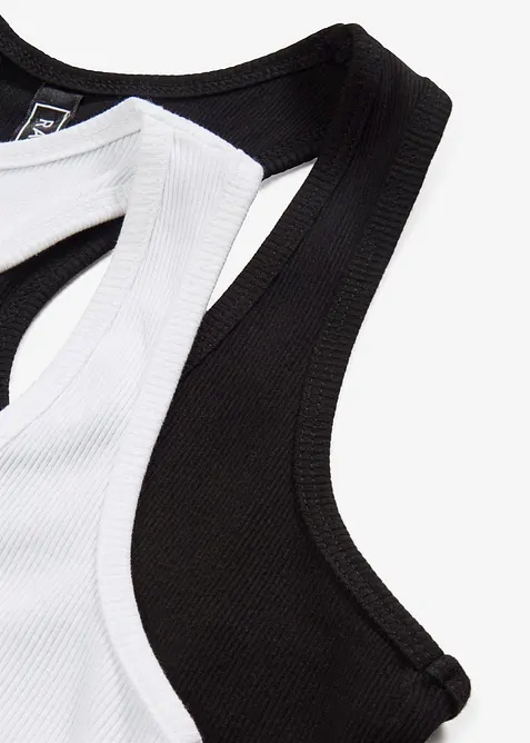 Ribbstickat linne av ekologisk bomull (2-pack), bonprix