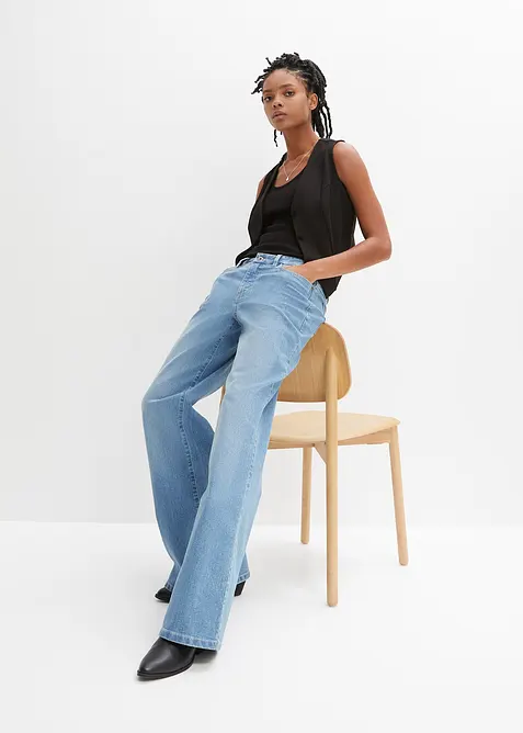 Ribbstickat linne av ekologisk bomull (2-pack), bonprix