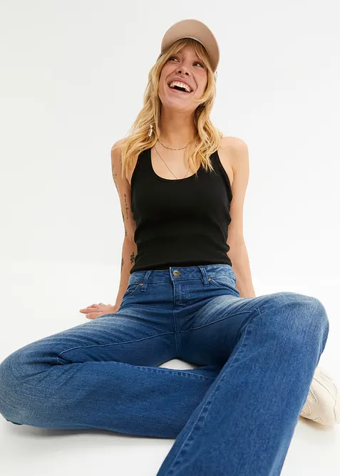 Ribbstickat linne av ekologisk bomull (2-pack), bonprix