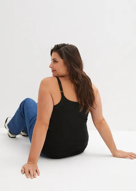 L&aring;ngt linne med smala axelband gjort av ekologisk bomull (2-pack), bonprix