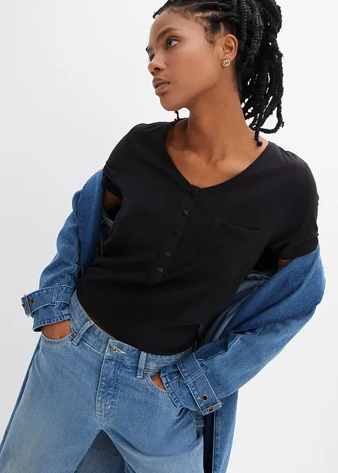 T-shirt i bomull och viskos, bonprix