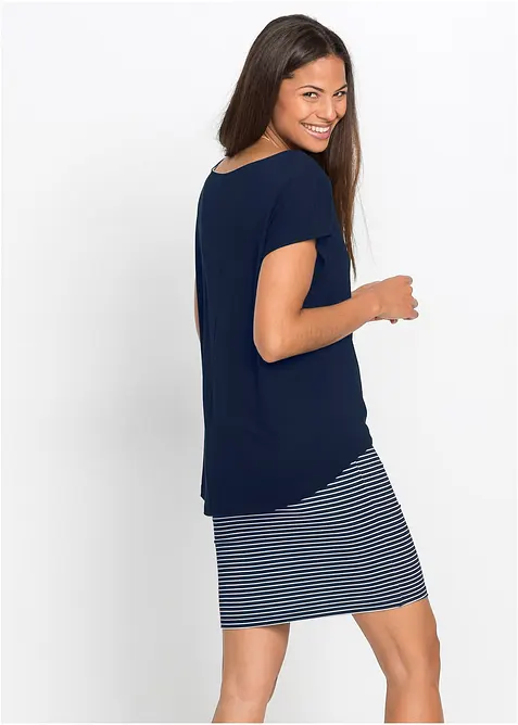 Jerseykl&auml;nning med randig kjoldel, bonprix