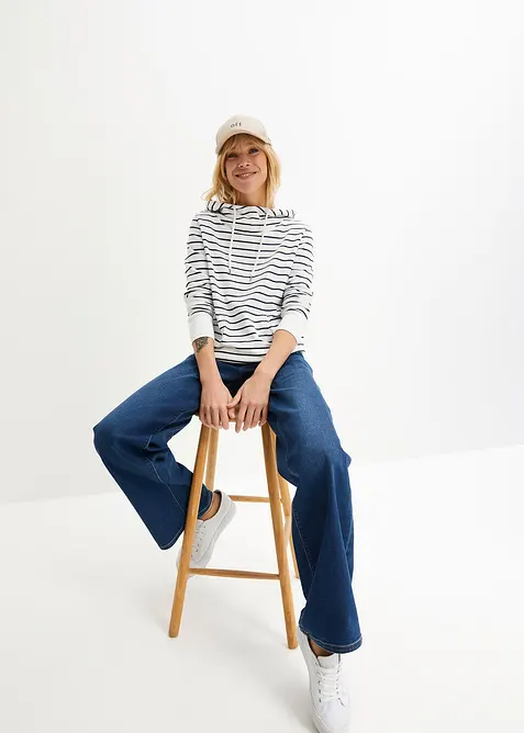 Sweatshirt med luva i bomullsmix, bonprix