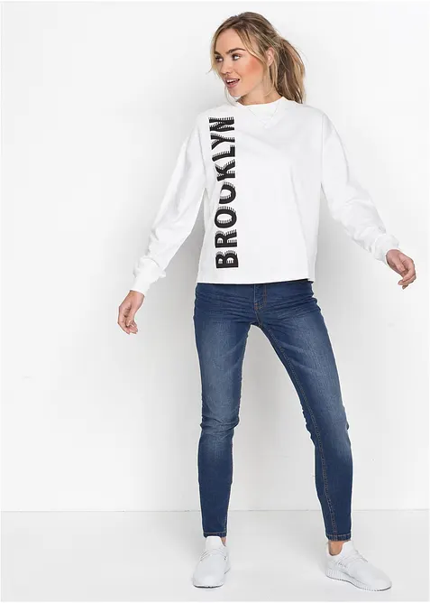 Korta tajta stupr&ouml;rsjeans med medelh&ouml;g midja, bonprix