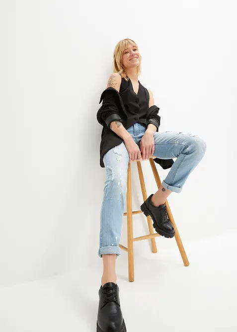 Straight Jeans Mid Waist, Print, bonprix