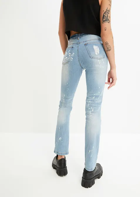 Straight Jeans Mid Waist, Print, bonprix