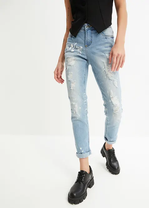 Straight Jeans Mid Waist, Print, bonprix