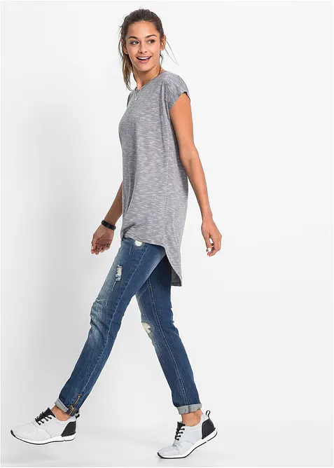 Lång topp med rundad nederkant, bonprix