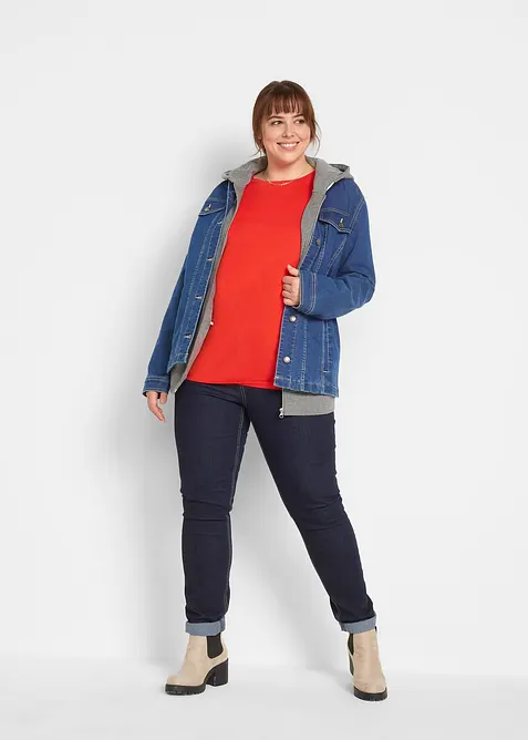 Lång topp med rund halsringning (5-pack), bonprix