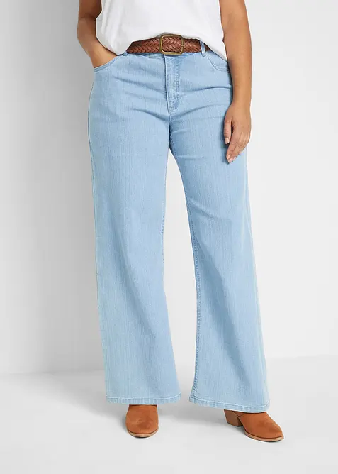 Stretchjeans med medelh&ouml;g midja och vida ben, bonprix