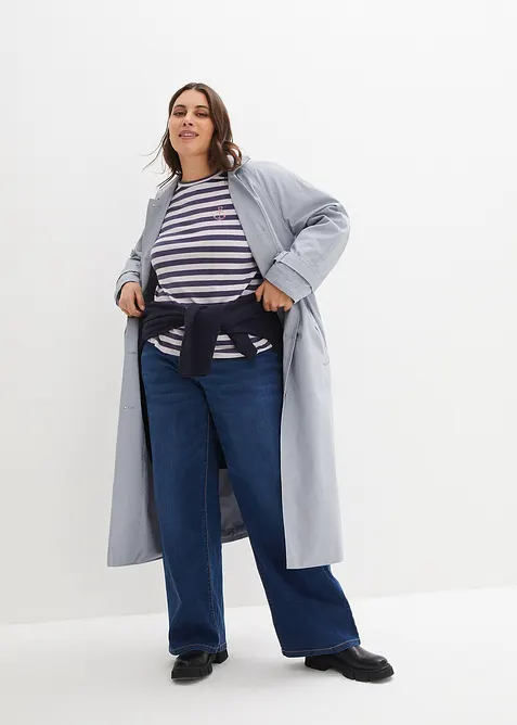 Randig långärmad T-shirt med broderi, bonprix