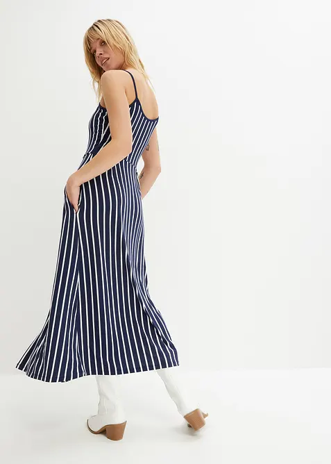 Somrig jerseykl&auml;nning med knappsl&aring; och r&auml;nder, bonprix