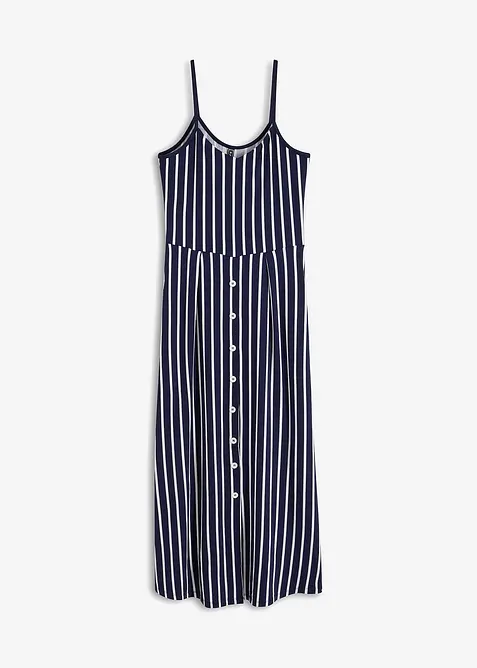 Somrig jerseykl&auml;nning med knappsl&aring; och r&auml;nder, bonprix