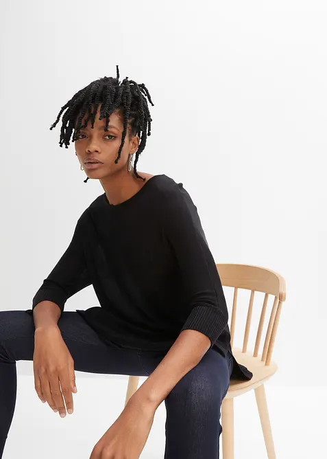 Finstickad tr&ouml;ja med 3/4-&auml;rm, bonprix