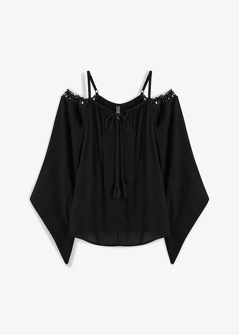 Cold shoulder-blus av mjuk viskos, bonprix