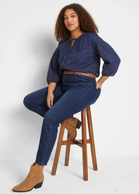 Skinny jeans med hög midja, cropped, bonprix